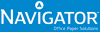 Navigator logo - white on blue background